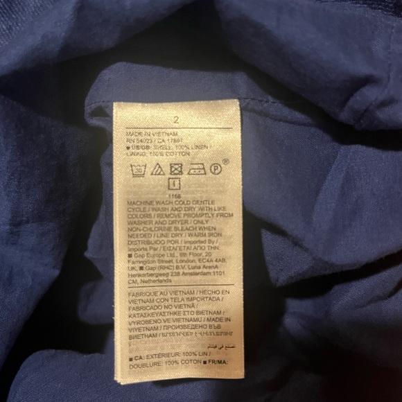 Banana Republic 100% Linen Boat Neck Midi Bishop Sleeve Royal Blue Spring Dress - Picture 8 of 8